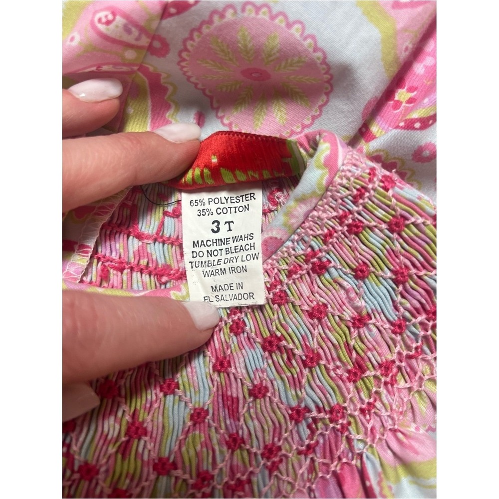 Bundle Smocked Bishop Dresses 3T 4T Pink Gingham Hula Paisley Sweet South - Picture 13 of 13